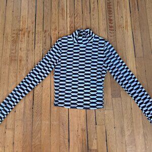 NWOT Lisa Says Gah Sz XS Ana Turtleneck Mesh Striped Long Sleeve Top